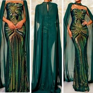 Cape Tube Top, Two Piece, Strapless with an added Cape,  Contrast Sequin…